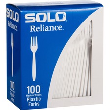 Solo Cup Reliance Medium Weight Boxed Forks - 10 / Box - 1000/Carton - Fork - 1 x Fork - Disposable - Plastic - White
