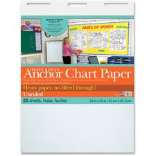 Pacon Heavy Duty Anchor Chart Paper - 25 Sheets - Plain - Unruled - 24" x 32" - White Paper - 4 / Carton