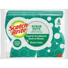 Scotch-Brite Scrub Dots Heavy-duty Scrub Sponge - 2.5" Height x 6.2" Width x 4.7" Depth - 6/Pack - Green