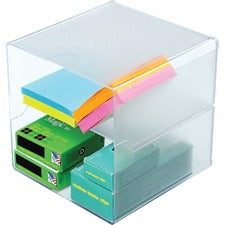 Deflecto Stackable Cube Organizer - 2 Compartment(s) - 6" Height x 6" Width x 6" Depth - Desktop - Stackable - Clear - Plastic - 1 Each