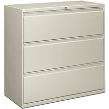 HON Brigade 800 H893 Lateral File - 42" x 18" x 40.9" - 3 Drawer(s) - Finish: Light Gray