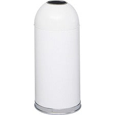 Safco Open Top Dome Waste Receptacle - 15 gal Capacity - 6" Opening Diameter - 34" Height x 15" Depth - Stainless Steel - White - 1 Each