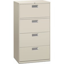 HON Brigade 600 H674 Lateral File - 30" x 18" x 53.3" - 4 Drawer(s) - Finish: Light Gray