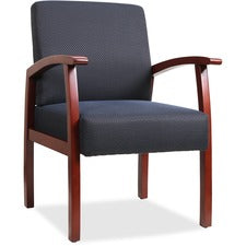 Lorell Deluxe Guest Chair - Cherry Frame - Midnight Blue - 1 Each
