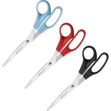 Westcott 8" Straight All-purpose Value Scissors - 8" Overall Length - Straight-left/right - Stainless Steel - Assorted - 3 / Pack
