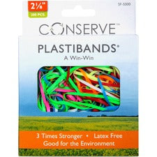 Conserve Plastibands - 2.1" Length - Latex-free - 200 / Box - Polyurethane - Assorted