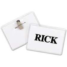 C-Line Clip/Pin Combo Style Name Badge Holder Kit - Sealed Holders with Inserts, 3-1/2 x 2-1/4, 50/BX, 95723