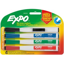 Expo Eraser Cap Fine Magnetic Dry Erase Markers - Medium, Fine, Broad Marker Point - Assorted - 4 / Pack