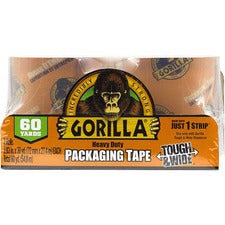 Gorilla Heavy-Duty Tough & Wide Shipping/Packaging Tape - 30 yd Length x 2.83" Width - 3" Core - 2 / Pack - Clear