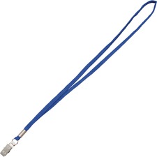 Advantus Flat Clip Lanyard - 100 / Box - 36" Length - Blue - Woven, Metal