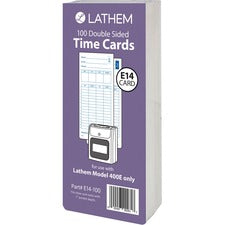 Time Clock Cards For Lathem Time 400e, Two Sides, 3 X 7, 100/pack