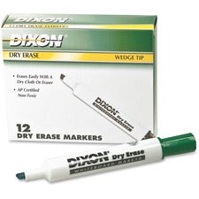 Ticonderoga Dry Erase Whiteboard Markers - Broad, Fine Marker Point - Wedge Marker Point Style - Green - 1 Dozen