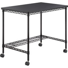 Safco Mobile Wire Desk - Melamine, Black Top - 35.75" Table Top Width x 24" Table Top Depth - 30.75" Height - Assembly Required - Black