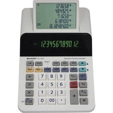 Sharp EL-1501 12-digit Printing Calculator - LCD Display, Compact, 4-Key Memory, Paperless Printing, Cordless - 12 Digits - LCD - Battery Powered - 4 - AA - 2" x 5.8" x 8.5" - White - Desktop - 1 Each