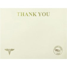 St. James&reg; Premium-Weight Certificates - 65 lb Basis Weight - "Thank You" - 8.5" x 11" - Inkjet, Laser Compatible - Ivory, Gold Foil - 25 / Pack - TAA Compliant