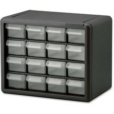 Akro-Mils 16-Drawer Plastic Storage Cabinet - 16 Drawer(s) - 8.5" Height x 6.4" Width10.5" Length - Floor - Stackable, Finger Grip, Unbreakable - Black - Polymer, Plastic - 1 Each