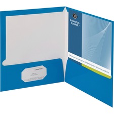Business Source Letter Pocket Folder - 8 1/2" x 11" - 100 Sheet Capacity - 2 Internal Pocket(s) - Blue - 25 / Box