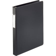 Business Source Basic Round Ring Binder w/Label Holder - 1" Binder Capacity - Letter - 8 1/2" x 11" Sheet Size - 3 x Round Ring Fastener(s) - Vinyl - Black - Recycled - Open and Closed Triggers, Label Holder - 1 Each