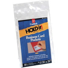 Cardinal HOLDit! Business Card Pockets - 2.4" x 3.8" x - Poly - 10 / Pack - Clear