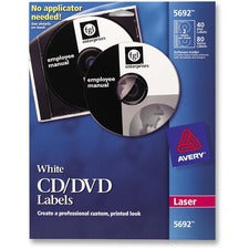 Laser Cd Labels, Matte White, 40/pack