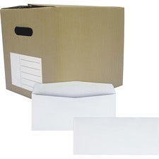 Business Envelope, #10, Commercial Flap, Diagonal Seam, Gummed Closure, 24 Lb Bond Weight Paper, 4.13 X 9.5, White, 1,000/box