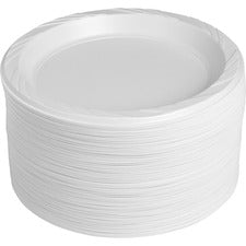 Genuine Joe Reusable Plastic White Plates - Serving - Disposable - White - Plastic Body - 125 / Pack
