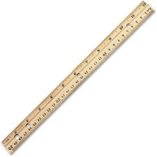 Beveled Wood Ruler W/single Metal Edge, 3-hole Punched, Standard/metric, 12" Long, Natural, 36/box