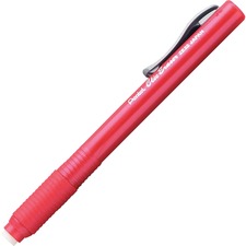 Pentel Rubber Grip Clic Eraser - Red - Red - Pen - Refillable - 1 Each - Retractable, Latex-free Grip, Pocket Clip, Ghost Resistant, Non-abrasive