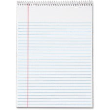 TOPS Docket Wirebound Legal Writing Pads - Letter - 70 Sheets - Wire Bound - 0.34" Ruled - 16 lb Basis Weight - Letter - 8 1/2" x 11" - 11" x 8.5" - White Paper - Perforated, Hard Cover, Stiff-back, Spiral Lock - 3 / Pack