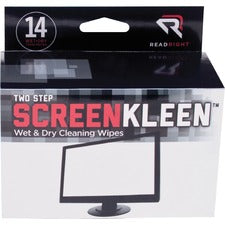 Two Step Screenkleen Wet And Dry Cleaning Wipes, 5 X 5, Unscented, 14/box