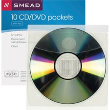 Self-adhesive Cd/diskette Pockets, Clear, 10/pack