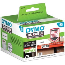 Dymo Address Label - 2 21/64" x 4 1/64" Length - White - Plastic - 300 / Roll - 1 Each