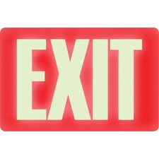Headline Signs Glow In Dark EXIT Sign - 1 Each - EXIT Print/Message - 12" Width - Glow-in-the-dark - White on Red
