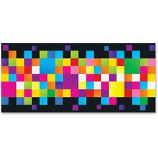 Trend Pixels Bolder Borders - Pixels - Precut, Durable, Reusable - 2.75" Height x 429" Width - Multicolor - 1 / Pack