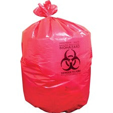 Heritage 1.3 mil Red Biohazard Can Liners - 50" Width x 37" Length - 1.30 mil (33 Micron) Thickness - Low Density - Red - Linear Low-Density Polyethylene (LLDPE) - 150/Carton - Can