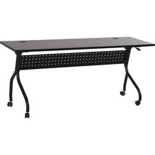 Lorell Espresso/Black Training Table - Rectangle Top - Four Leg Base - 4 Legs - 72" Table Top Width x 23.50" Table Top Depth - 29.50" Height x 70.88" Width x 23.63" Depth - Assembly Required - Espresso, Black - Melamine, Nylon