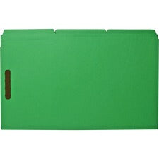 Business Source 1/3 Tab Cut Legal Recycled Fastener Folder - 8 1/2" x 14" - 3/4" Expansion - 2 Fastener(s) - 2" Fastener Capacity - Top Tab Location - Assorted Position Tab Position - Green - 10% Recycled - 50 / Box