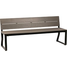 Lorell Charcoal Outdoor Bench with Backrest - Charcoal Faux Wood, Polystyrene Seat - Charcoal Faux Wood, Polystyrene Back - 1 Each