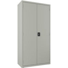 Lorell Steel Wardrobe Storage Cabinet - 36" x 18" x 72" - 2 x Shelf(ves) - Durable, Welded, Recessed Handle, Removable Lock, Locking System, Adjustable Shelf - Light Gray - Steel - Recycled