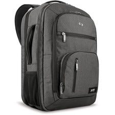 Solo Carrying Case (Backpack) for 17.3" Notebook - Gray - Damage Resistant, Bump Resistant - Checkpoint Friendly - Shoulder Strap, Handle, Luggage Strap - 18" Height x 13" Width x 10" Depth - 7.93 gal Volume Capacity - 1 Each