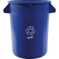 Genuine Joe Heavy-duty Trash Container - 32 gal Capacity - Heavy Duty, Handle, Durable - Plastic - Blue - 1 Each
