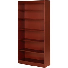 Lorell Six Shelf Panel Bookcase - 36" x 12" x 0.8" x 72" - 6 Shelve(s) - Material: Veneer - Finish: Cherry