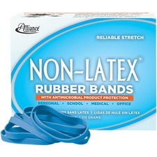 Alliance Rubber 42649 Non-Latex Rubber Bands with Antimicrobial Protection - Size #64 - 1/4 lb. box contains approx. 95 bands - 3 1/2" x 1/4" - Cyan blue