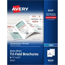 Tri-fold Brochures, 92 Bright, 85 Lb Text Weight, 8.5 X 11, Matte White, 100/pack