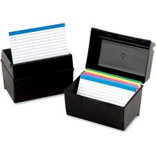 Plastic Index Card File, Holds 500 5 X 8 Cards, 8.63 X 6.38 X 6, Black