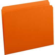 Smead Colored Straight Tab Cut Letter Recycled Top Tab File Folder - 8 1/2" x 11" - 3/4" Expansion - Orange - 10% Recycled - 100 / Box