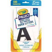 Crayola Self-adhesive Paper Letters - Self-adhesive - 2.50" Height - Black/White - Paper - 24 Each