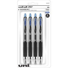 uniball&trade; 207 Gel Pen - Medium Pen Point - 0.7 mm Pen Point Size - Refillable - Retractable - Blue Gel-based Ink - Plastic Barrel - Tungsten Carbide Tip - 4 / Pack