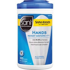 PDI Hands Instant Sanitizing Wipes - White - Moisturizing - For Hand, Food Service - 300 Per Canister - 1 Each