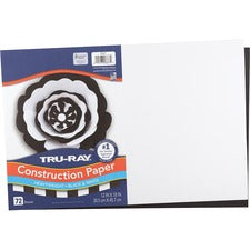 Tru-Ray Tru-Ray Construction Paper - Art Project, Craft Project - 12"Width x 18"Length - 72 Sheet - Black, White - Sulphite, Fiber, Paper